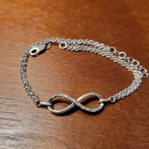 Sterling Silver and Diamond Infinity Bracelet
